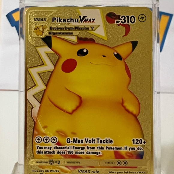 Pokemon Pikachu Vmax Gold Metal Card HP310 044/185 Volt Tackle - Picture 2 of 3